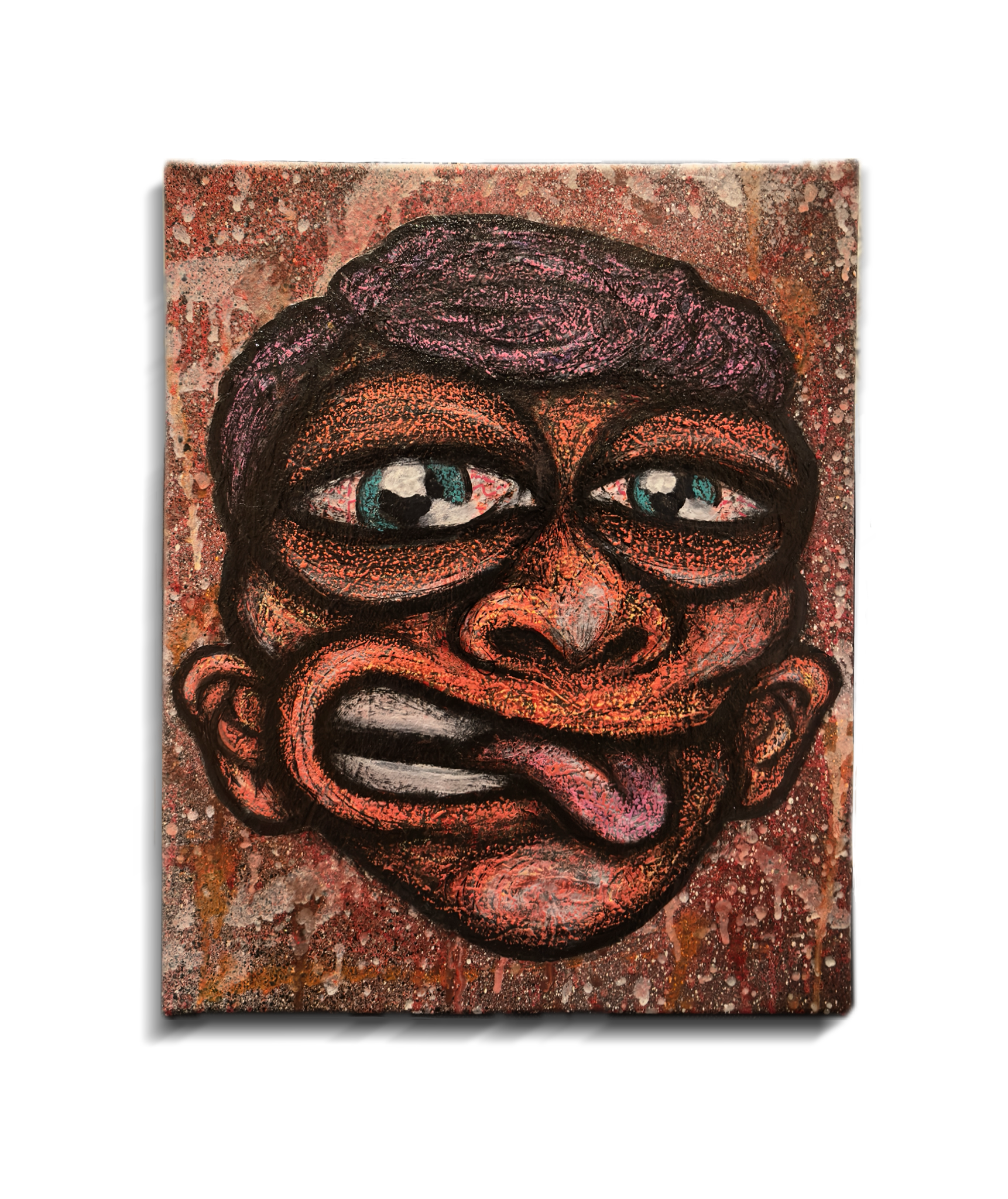 Plain Grin original urban art painting 50x40cm graffiti-inspired signature character mixed media on canvas signed by Levin Turrini