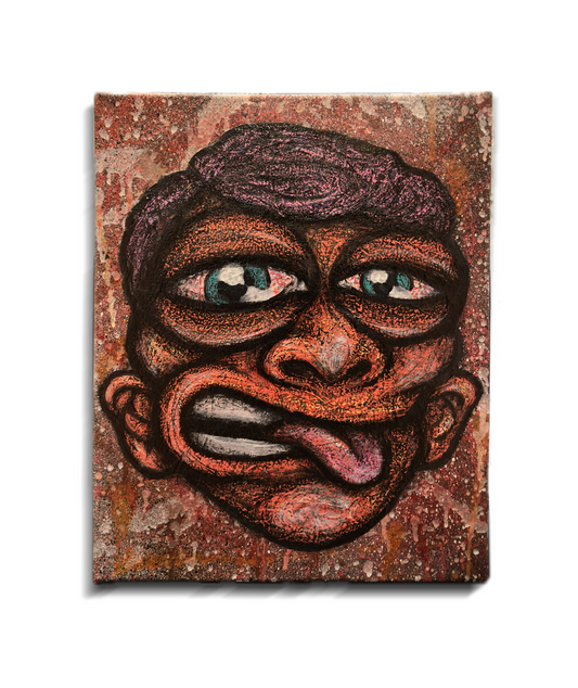 Plain Grin original urban art painting 50x40cm graffiti-inspired signature character mixed media on canvas signed by Levin Turrini