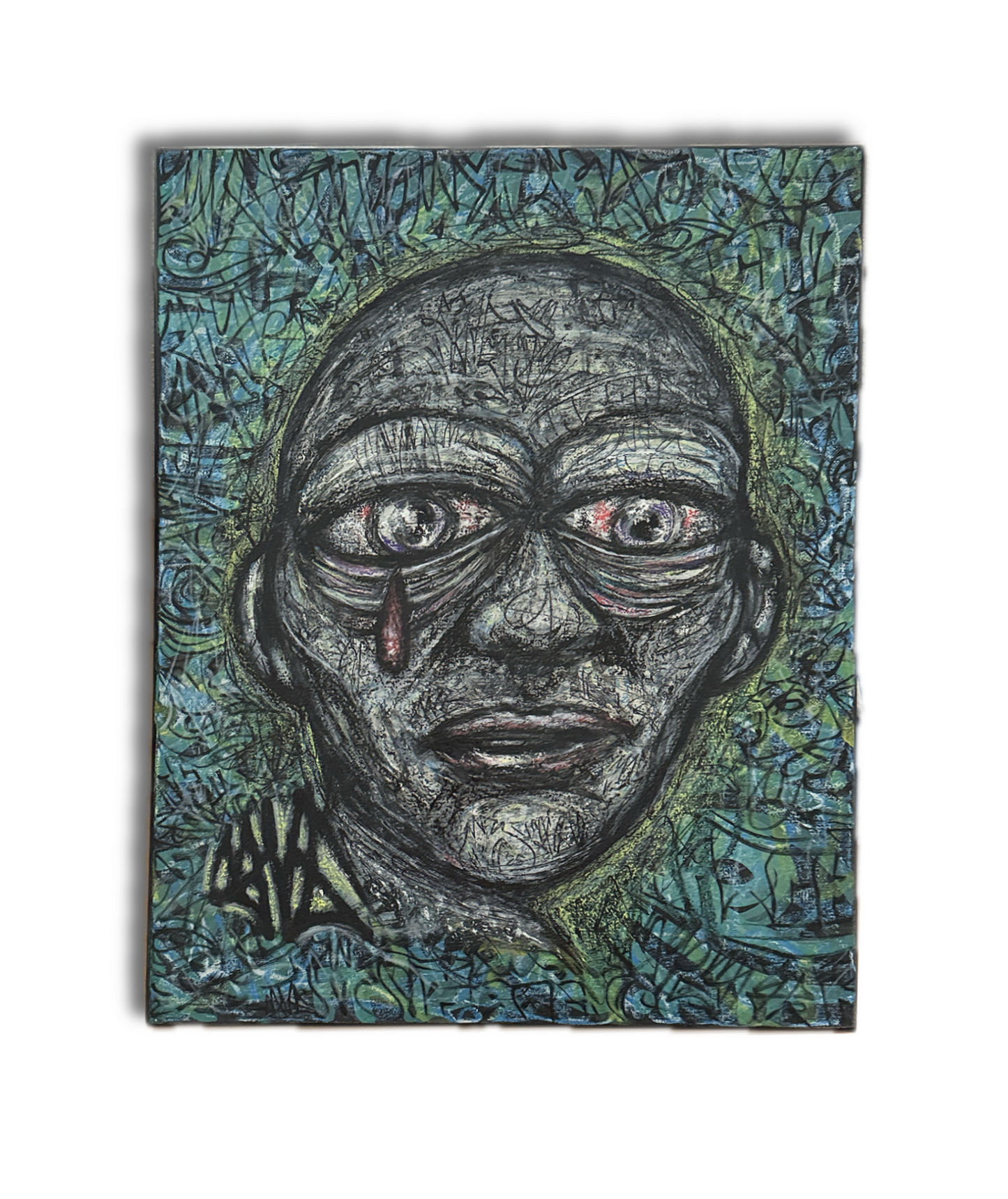 Silent Drift original urban art painting 50x40cm graffiti-inspired signature character mixed media on canvas signed by Levin Turrini