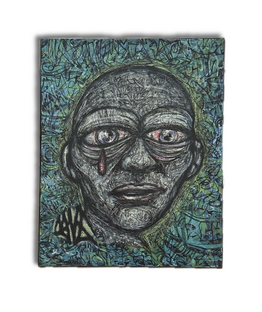 Silent Drift original urban art painting 50x40cm graffiti-inspired signature character mixed media on canvas signed by Levin Turrini