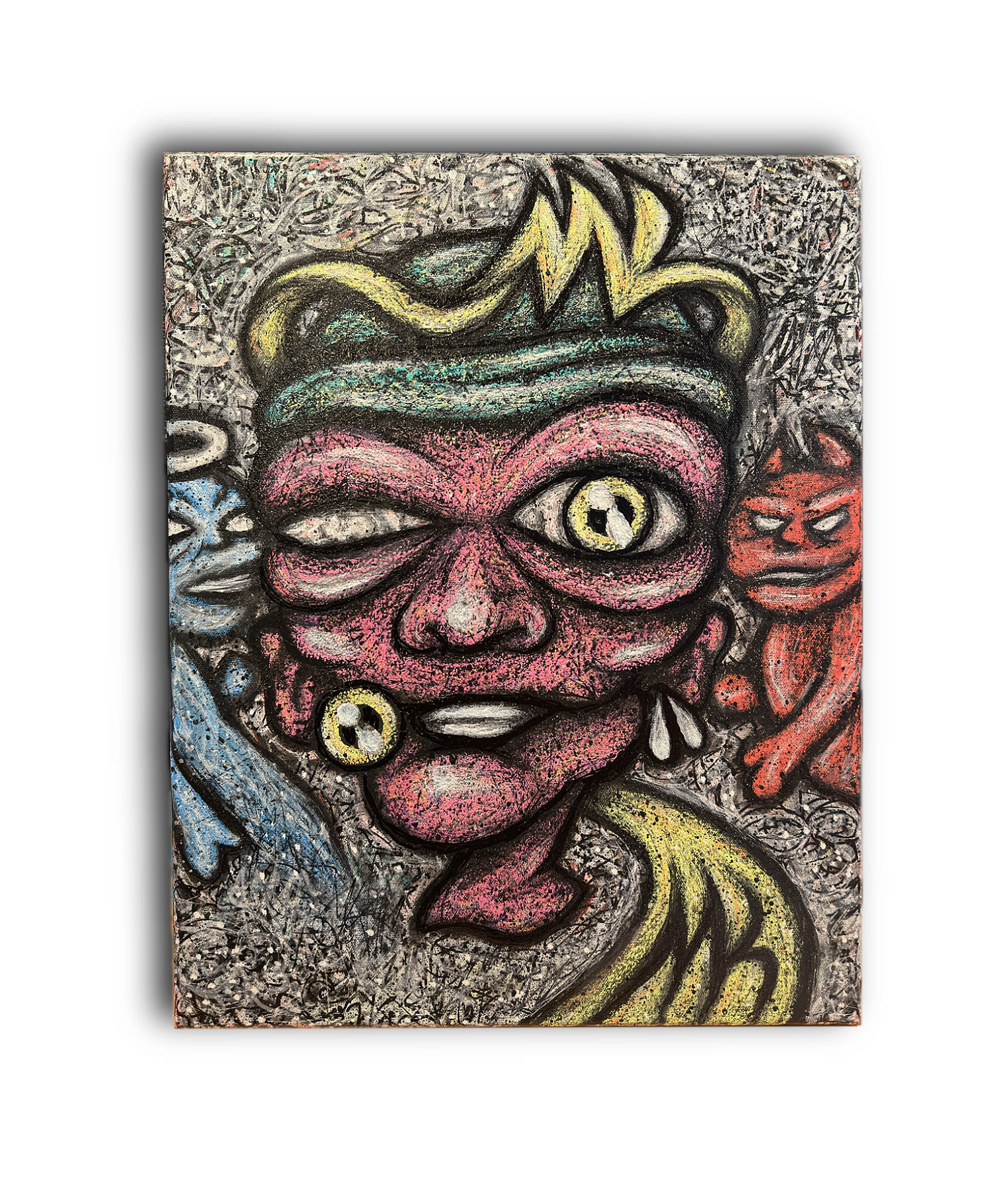 Lucid Tension original urban art painting 50x40cm graffiti-inspired signature character mixed media on canvas signed by Levin Turrini