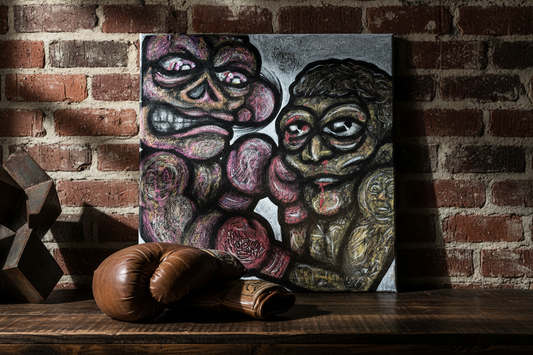 Close-up lifestyle image with boxing gloves